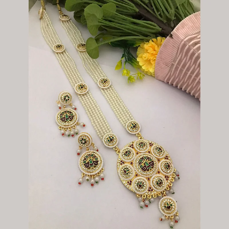 FS Collection Gold Plated Austrian Stone Pearls Necklace Set