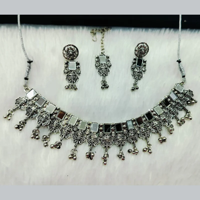 Manisha Jewellery Oxidised Plated Mirror Necklace Set