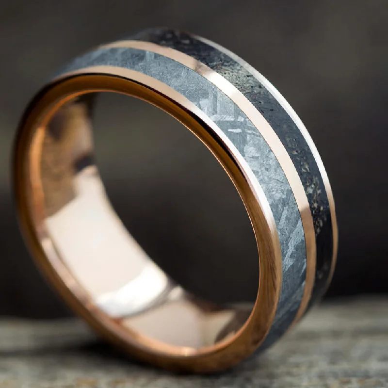 Dinosaur Bone & Meteorite Men's Wedding Band