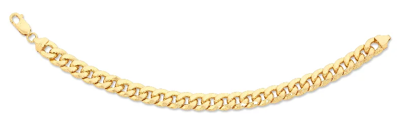 9ct Yellow Gold 19cm Silver Infused Curb Bracelet