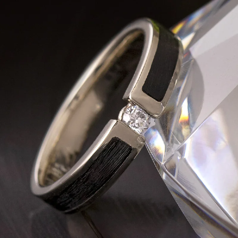 Vinyl Record Engagement Ring or Wedding Band with Diamond