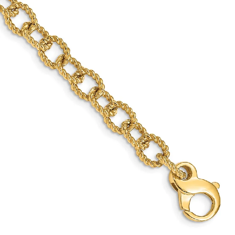 14k Yellow Gold, 6.5mm Twisted Cable Link Chain Bracelet