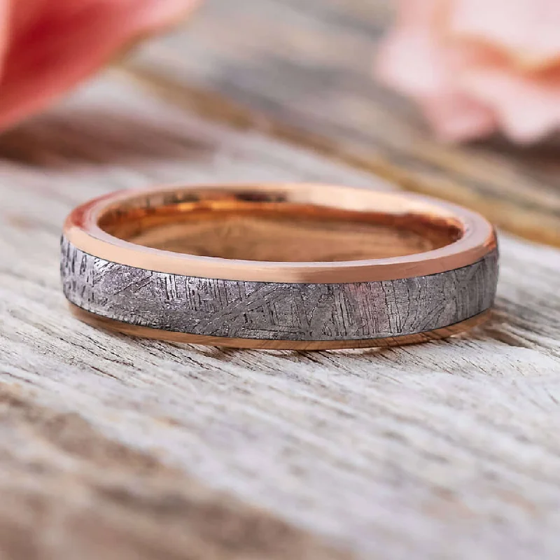 Solid Gold Meteorite Wedding Band, 4mm Band