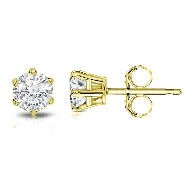 14k Gold 3/4ct TDW 6 Prong Round Solitaire Diamond Stud Earrings by Auriya (I-J, SI2-SI3)