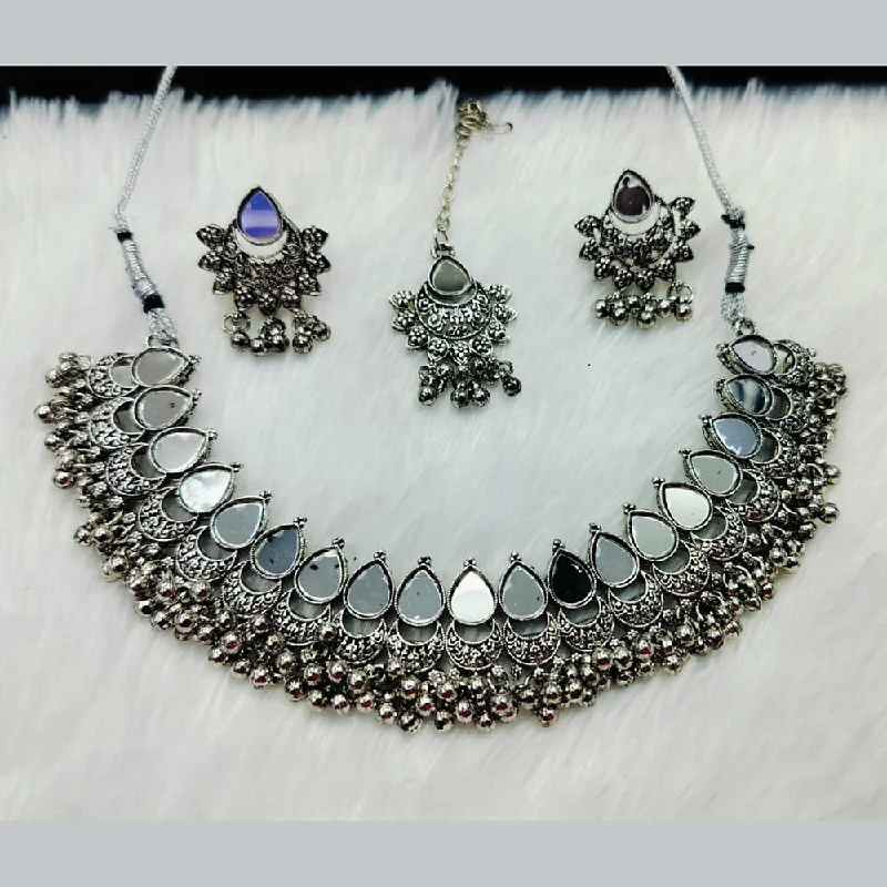 Manisha Jewellery Oxidised Plated Mirror Necklace Set