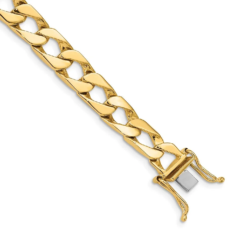 Men's 14k Yellow Gold, 8mm Fancy Link Chain Bracelet - 8 Inch