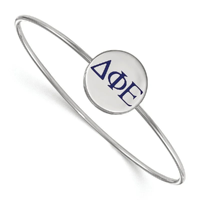 Sterling Silver Delta Phi Epsilon Enamel Greek Letters Bangle - 8 in.