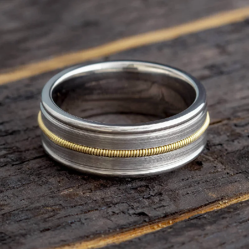 Guitar String Ring in Titanium with Brushed Finish