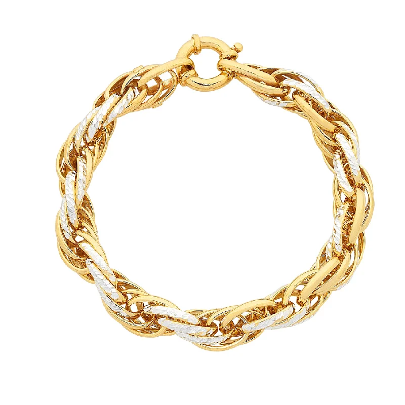 9ct Yellow Gold Silver Infused Belcher Bracelet