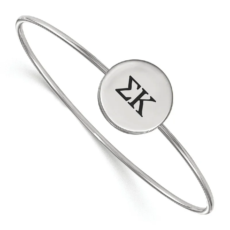 Sterling Silver Sigma Kappa Enamel Greek Letters Bangle - 8 in.