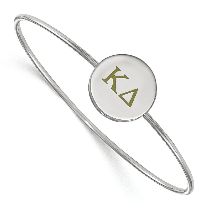 Sterling Silver Kappa Delta Enamel Greek Letters Bangle - 6 in.