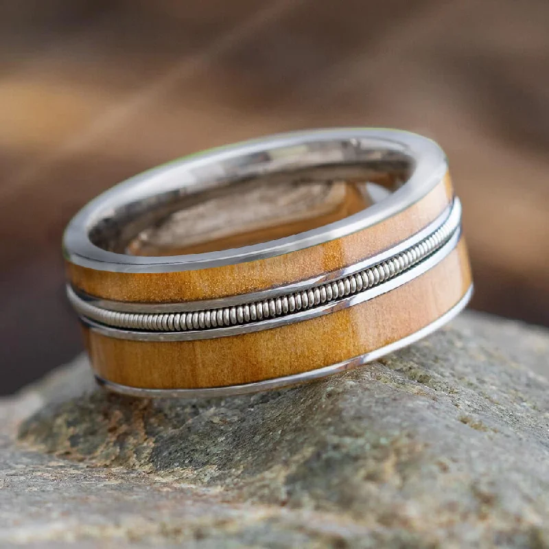 Personalized Guitar Ring With Rowan Wood