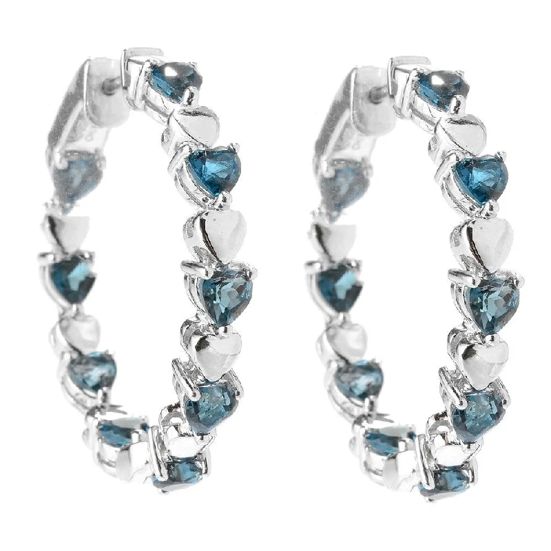 Sterling Silver 1.25-inch Topaz Inside-out Hoop Earrings