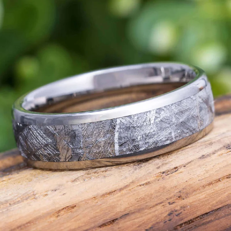 Gibeon Meteorite Wedding Band, 6mm Ring