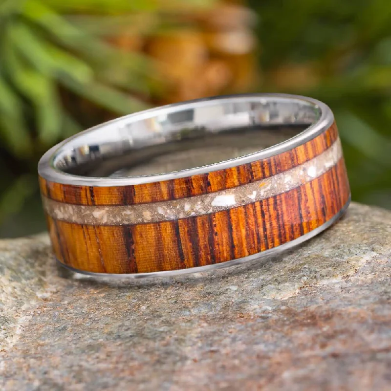 Cremation Memorial Ring with Honduran Rosewood