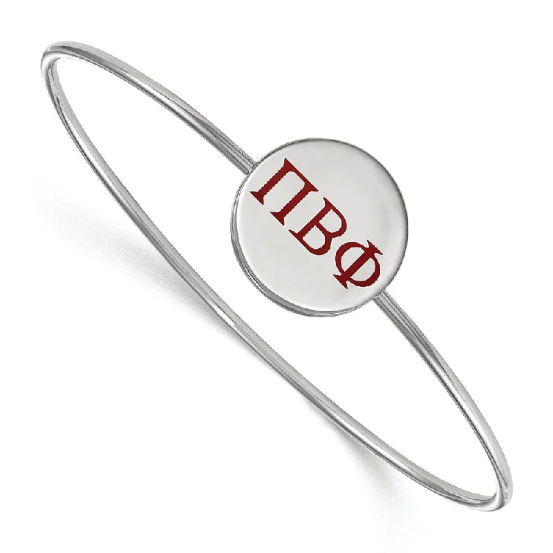 Sterling Silver Pi Beta Phi Enamel Red Greek Letters Bangle - 8 in.