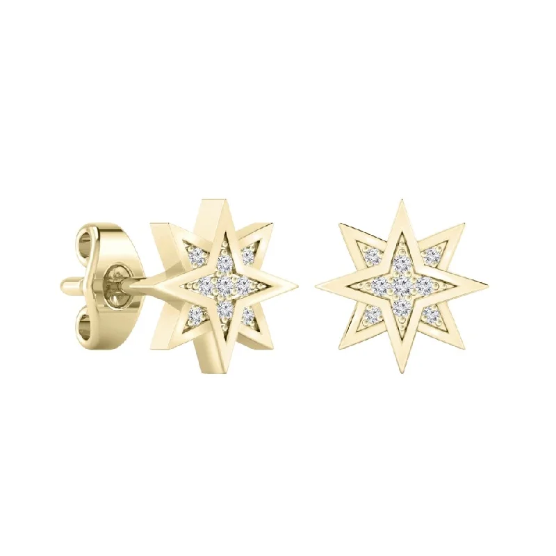 Auriya Star Shaped Accent Diamond Stud Fashion Earrings 14k Gold