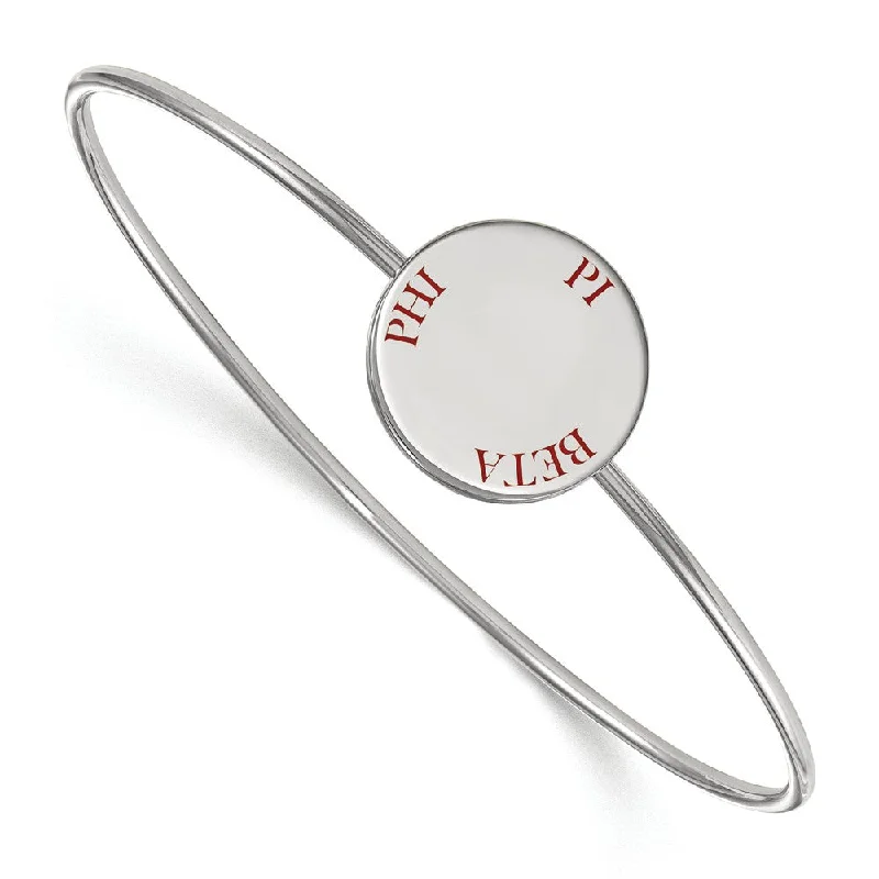 Sterling Silver Pi Beta Phi Enamel Red Letters Bangle - 6 in.