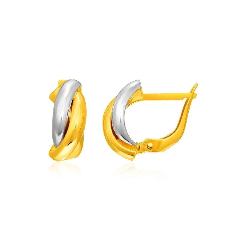 14k Two-Tone Gold Interlaced Twisted Earrings