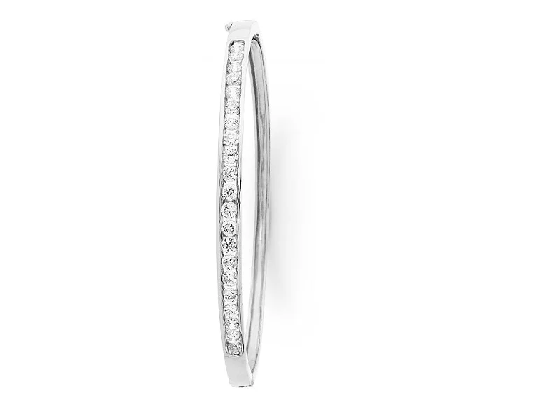 Sterling Silver Zirconia Channel Set Bangle