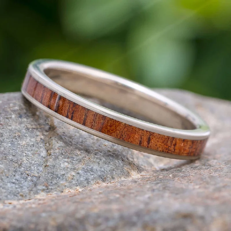 Thin Wooden Women's Wedding Band, 3.5mm Ring