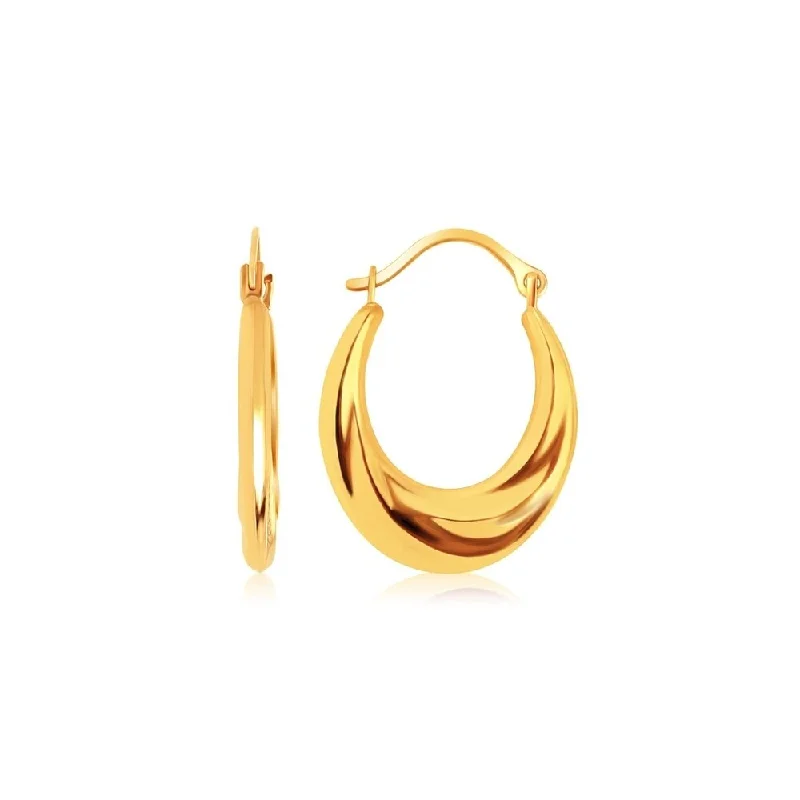 10k Yellow Gold Graduated Oval Hoop Earrings