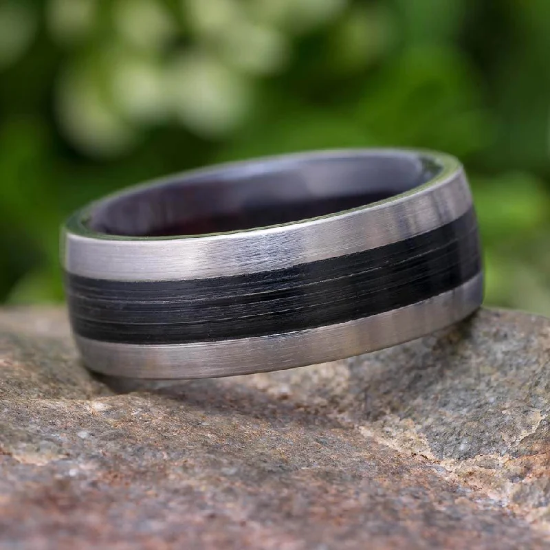 Vinyl LP Record Wedding Ring With Rosewood Inside