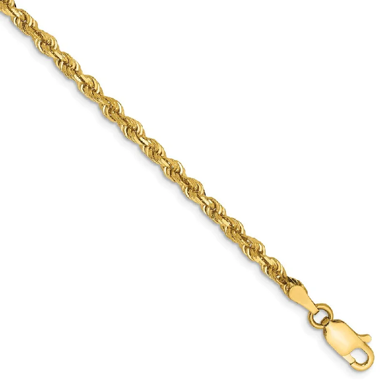 3mm, 14k Yellow Gold, D/C Quadruple Rope Chain Anklet or Bracelet