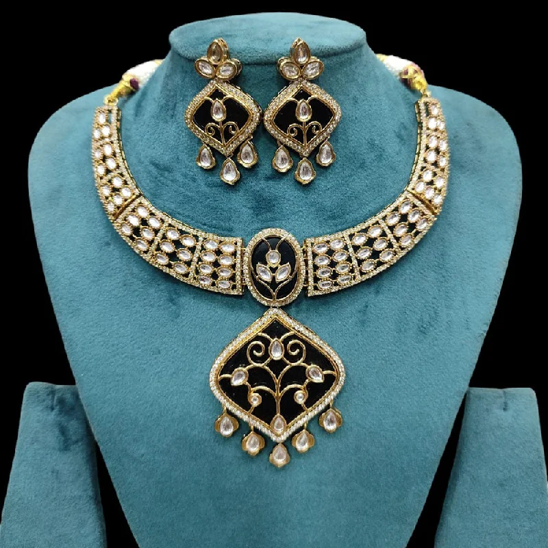 Akruti Collection Gold Plated Kundan Stone Necklace Set