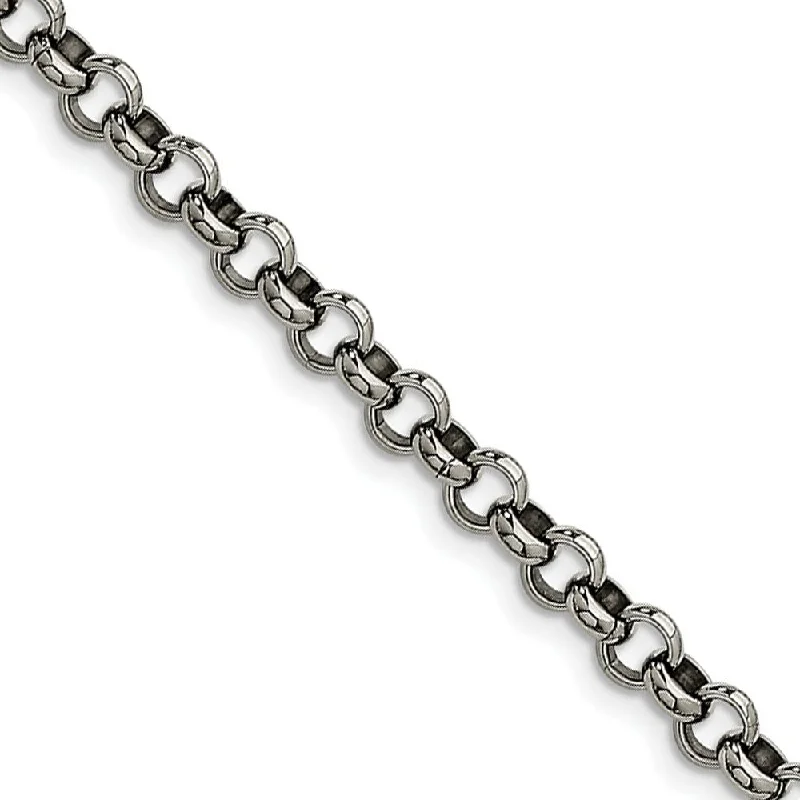 Men's 6mm Stainless Steel Polished Rolo Chain Bracelet, 7.5 Inch