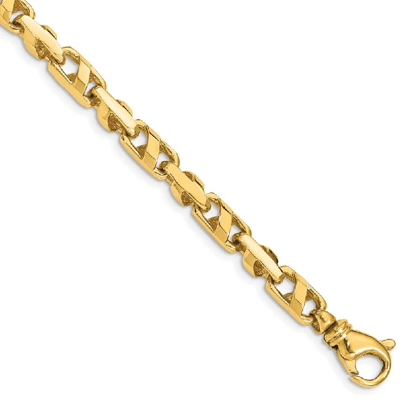 5.5mm 14K Yellow or White Gold Solid Fancy Anchor Chain Bracelet, 8 In