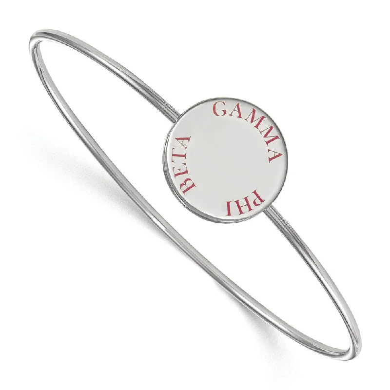 Sterling Silver Gamma Phi Beta Enamel Pink Letters Bangle - 7 in.