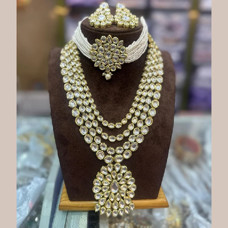 Akruti Collection Gold Plated Kundan Stone Double Necklace Set