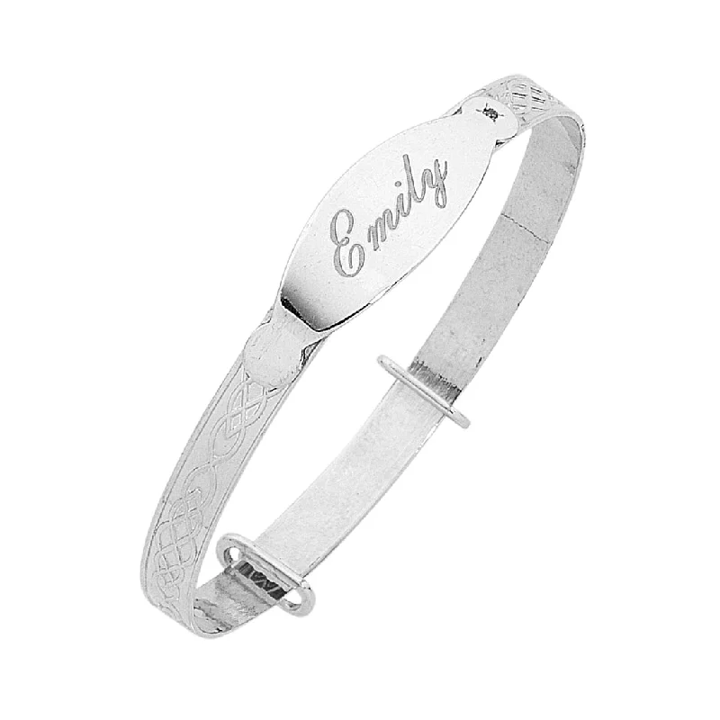 Sterling Silver Personalised Baby or Toddler Diamond Set Bangle