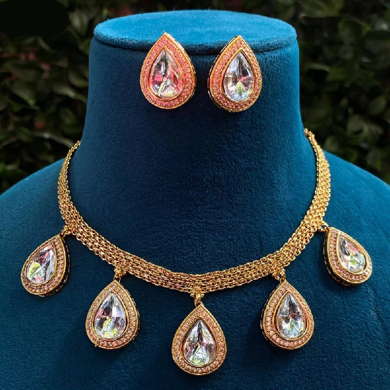 Royal Kundan Jewellery Gold Plated Crystal Stone Necklace Set