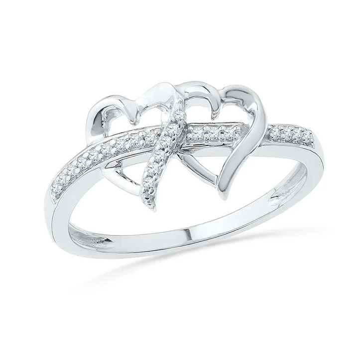 Double Heart Ring with Diamond Accents