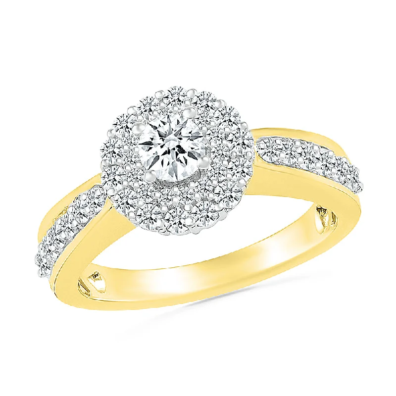 Double Halo Diamond Engagement Ring