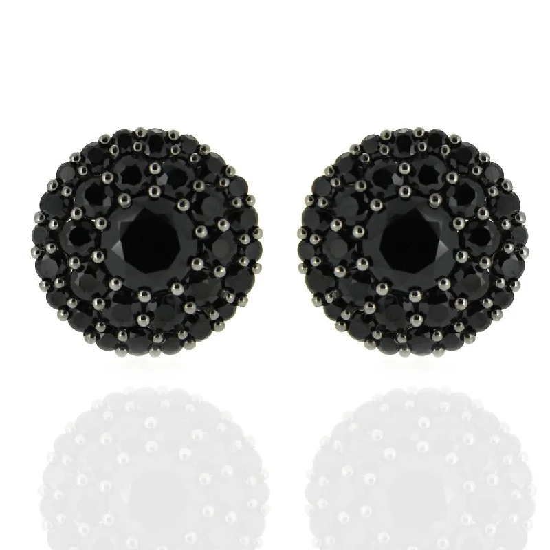 925 Sterling Silver Black Spinel Stud Earrings