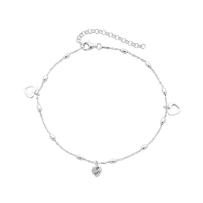 Sterling Silver Open Heart Anklet